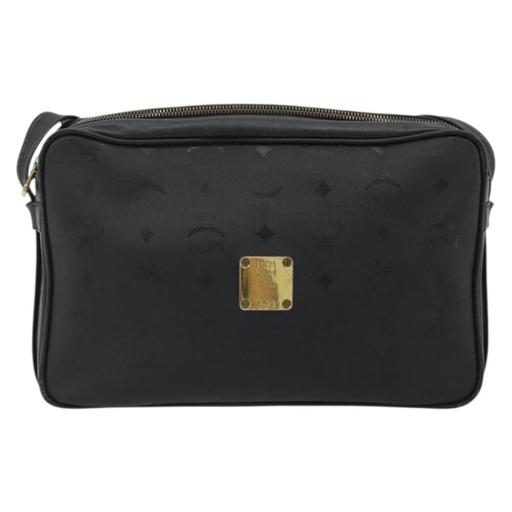 MCM Vintage Vicetos Pvc Leather Black Canvas Shoulder Bag Bag